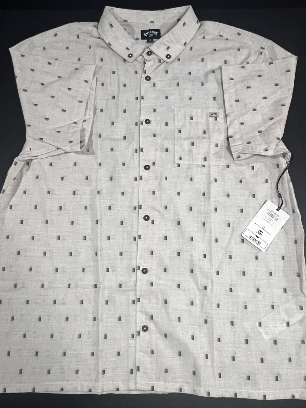 Billabong Men's All Day Jacquard Cream Size XL Summer Cotton Shirt Short Sleeve